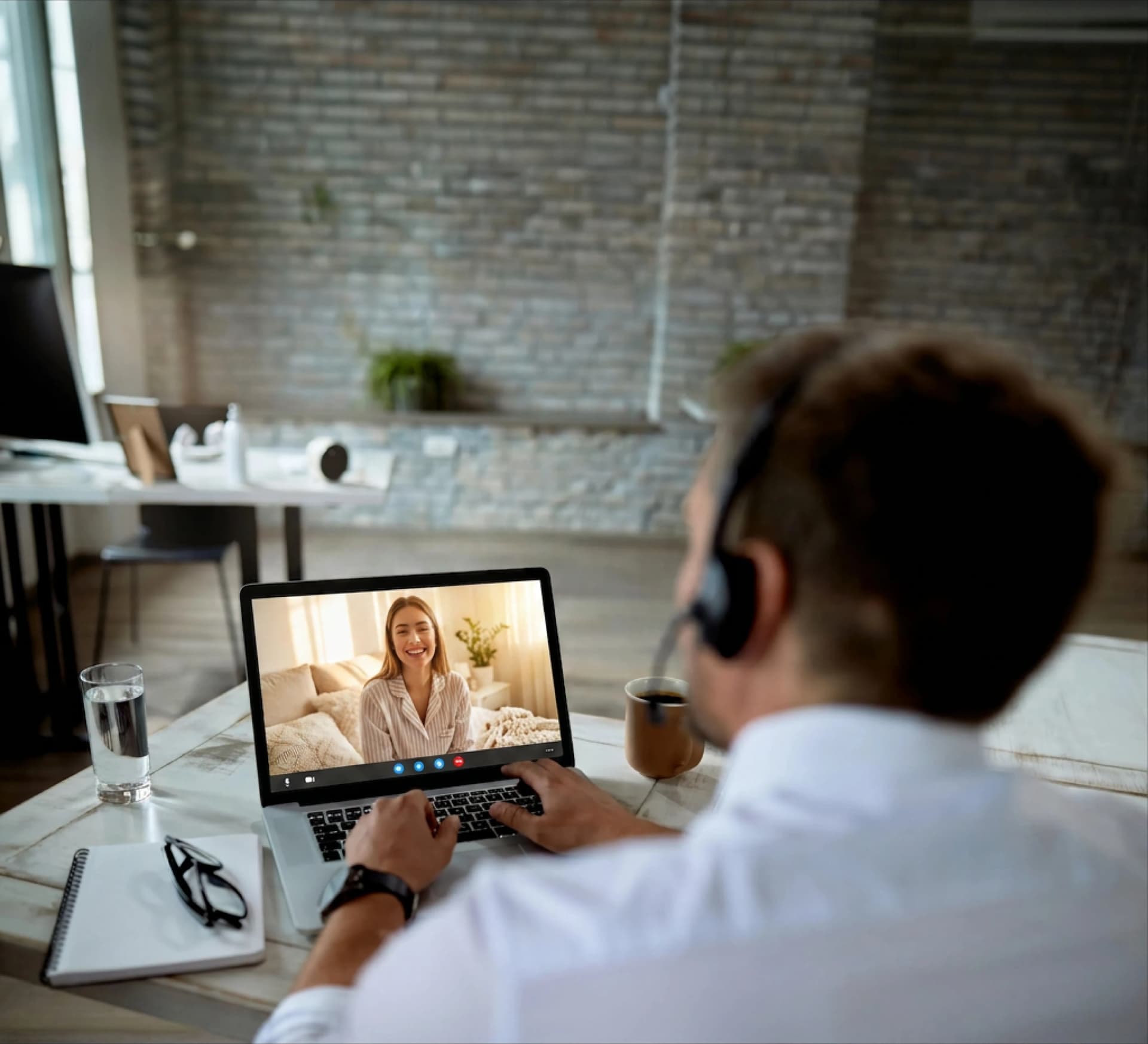 Physician and patient in a virtual consultation
