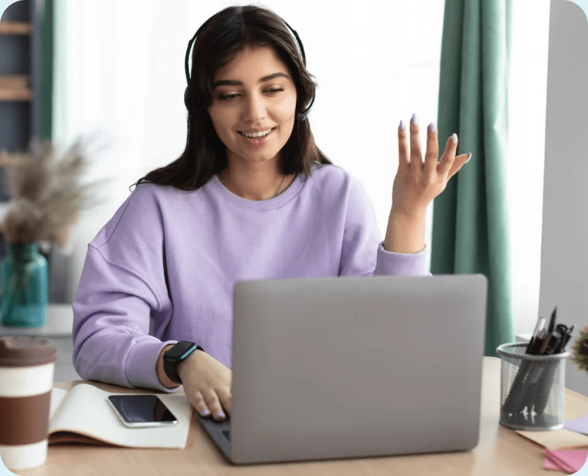 Counsellor working remotely on a video consultation